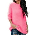 thumbnail image 1 of LUXUR Women Crew Neck Pullover Plain Work Tunic Blouse Rose Red XXL, 1 of 2