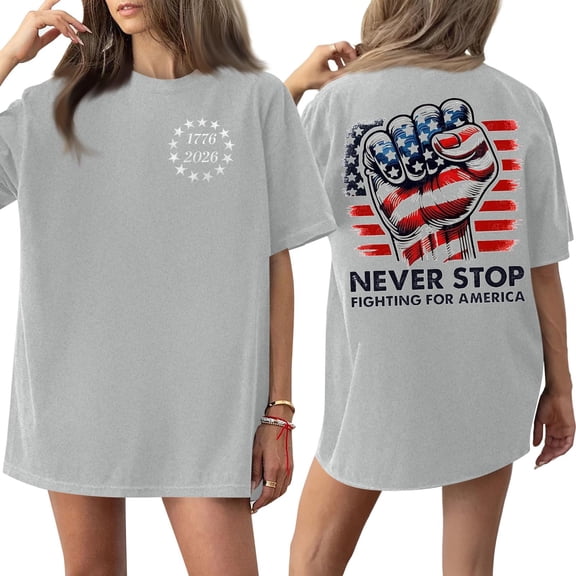 American Flag Blouse Women Patriotic 250th Anniversary Short Sleeve Crew Neck Tops 1776-2026 Stars and Stripes Casual Tunics S