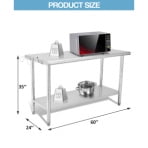 TEQIN Stainless Steel Table Prep & Work Table,NSF Heavy Duty Commercial with Undershelf and Backsplash Prep Worktable for Restaurant Kitchen Home and Hotel