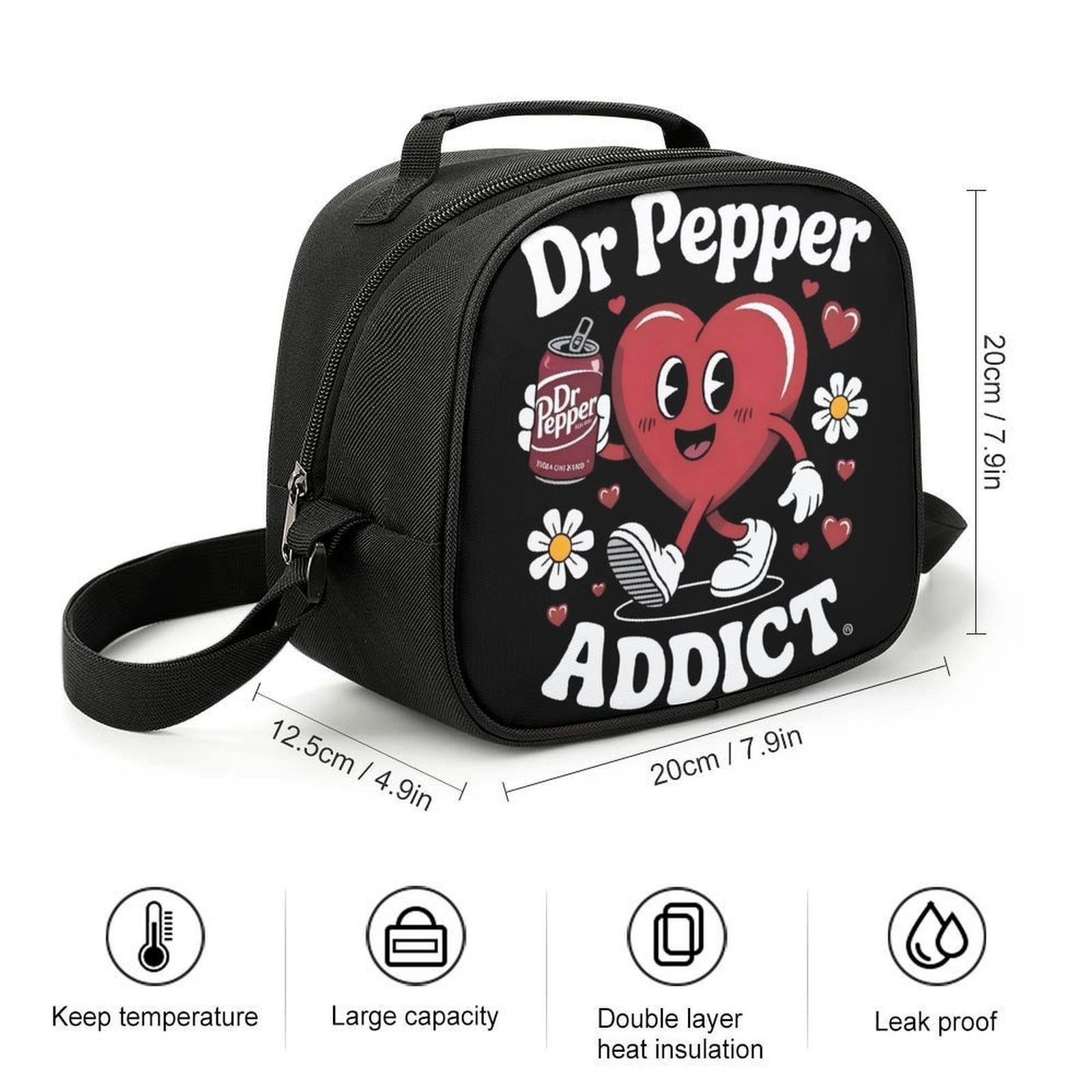 Dr.Pepper Cartoon Lunch Bags Are Suitable For Work Travel And Outdoor Activities One size