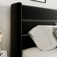 thumbnail image 3 of Allewie Queen Size Velvet Lift Up Storage Bed, Modern Wingback Headboard, Hydraulic Storage, No Box Spring Needed, Black, 3 of 12