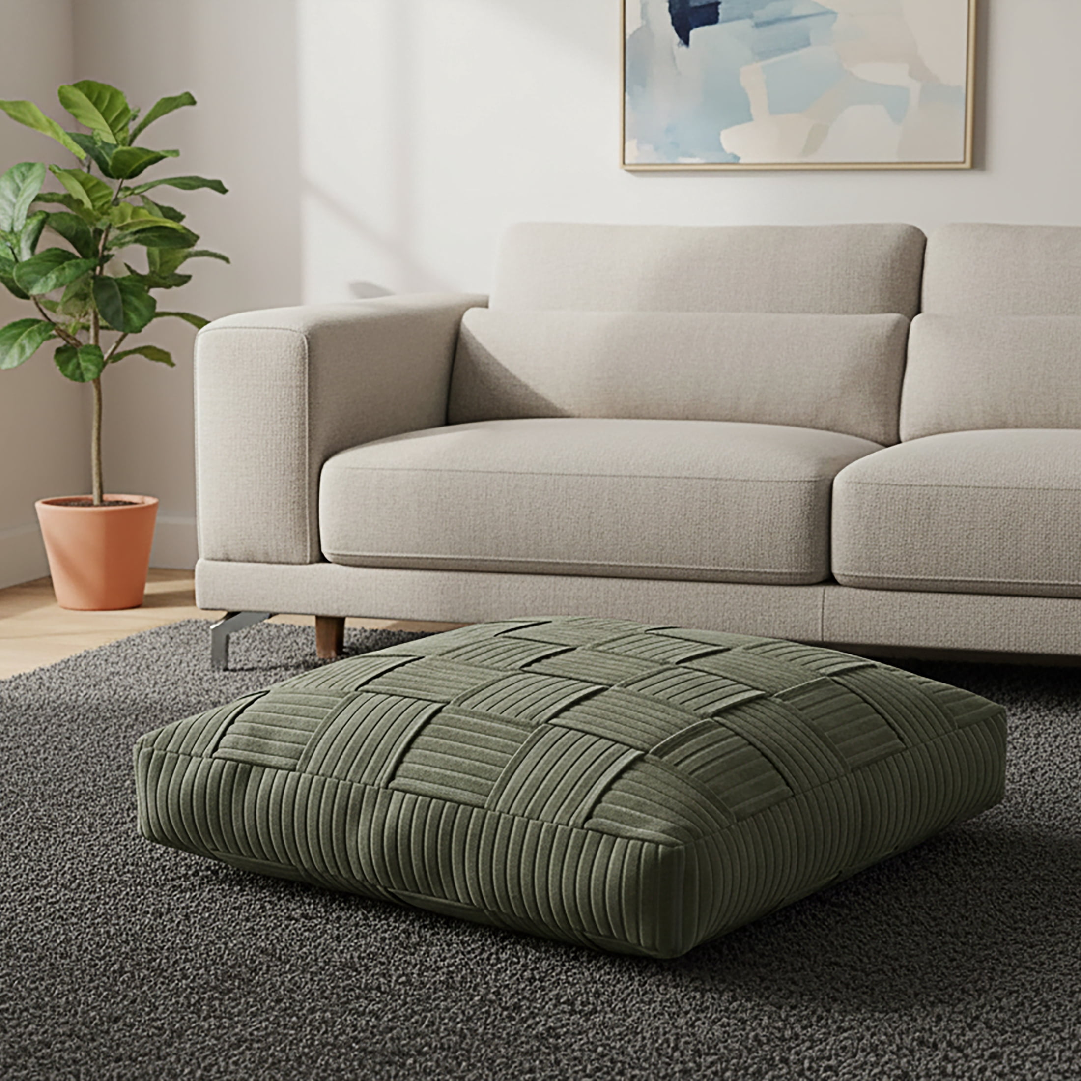 Better Homes & Gardens Velvet Woven Floor Cushion Cover, Dark Cilantro