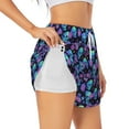 thumbnail image 2 of Haiem purple flower blue Skull Women's 2 in 1 Running Shorts - Lightweight Athletic Workout Gym Yoga Breathable Sports Shorts Liner with Phone Pockets-Medium, 2 of 9