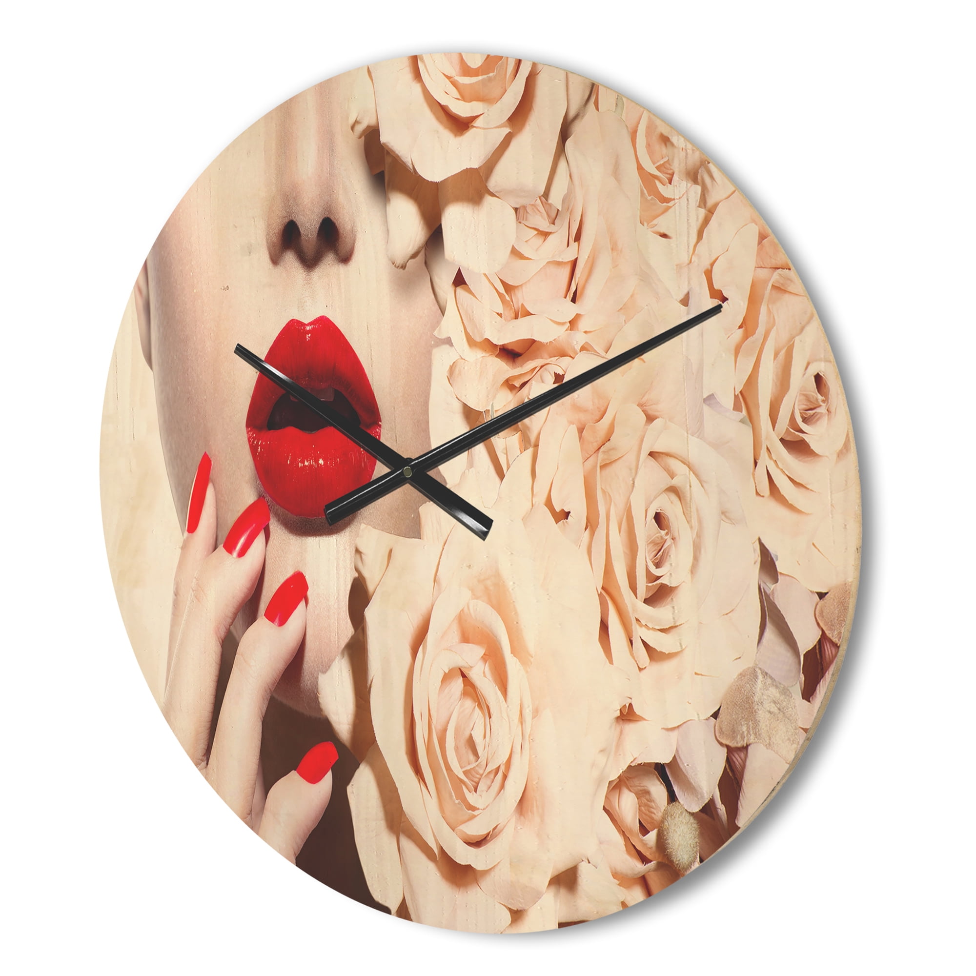 Designart 'Floral Design and Woman's Fashion' Shabby Chic Wood Wall Clock