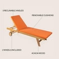 thumbnail image 4 of Mallorca 77.56"x23.62" Modern Classic Adjustable Acacia Wood Chaise Outdoor Lounge Chair with Cushion & Wheels, Orange/Natural, 4 of 9