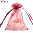 thumbnail image 2 of 100Pcs Solid Color Yarn Gift Bag Wedding Candy Lucky Pouch Storage Container Red Yarn, 2 of 8