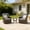 Blue- three piece set, variant on Fnova Outdoor Wicker Square Side Table, PE Rattan Patio End Table with Tempered Glass Top, Sturdy Frame, Small Accent Table for Patio Balcony Poolside