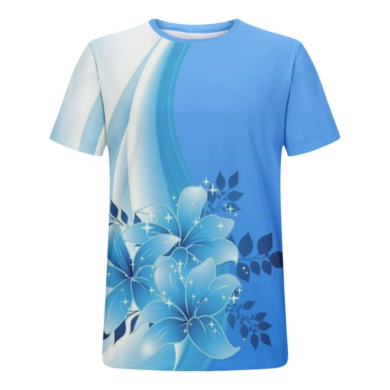 ZCFZJW Muscle Shirts for Men Casual Short Sleeve 3D Flower Print