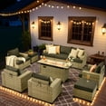 thumbnail image 3 of Vcatnet Patio Furniture Sets with 54" Fire Pit, 10 Pieces All Weather Outdoor Sectional Sofa, PE Rattan Wicker High Back Conversation Set with Ottoman, Black, 3 of 10