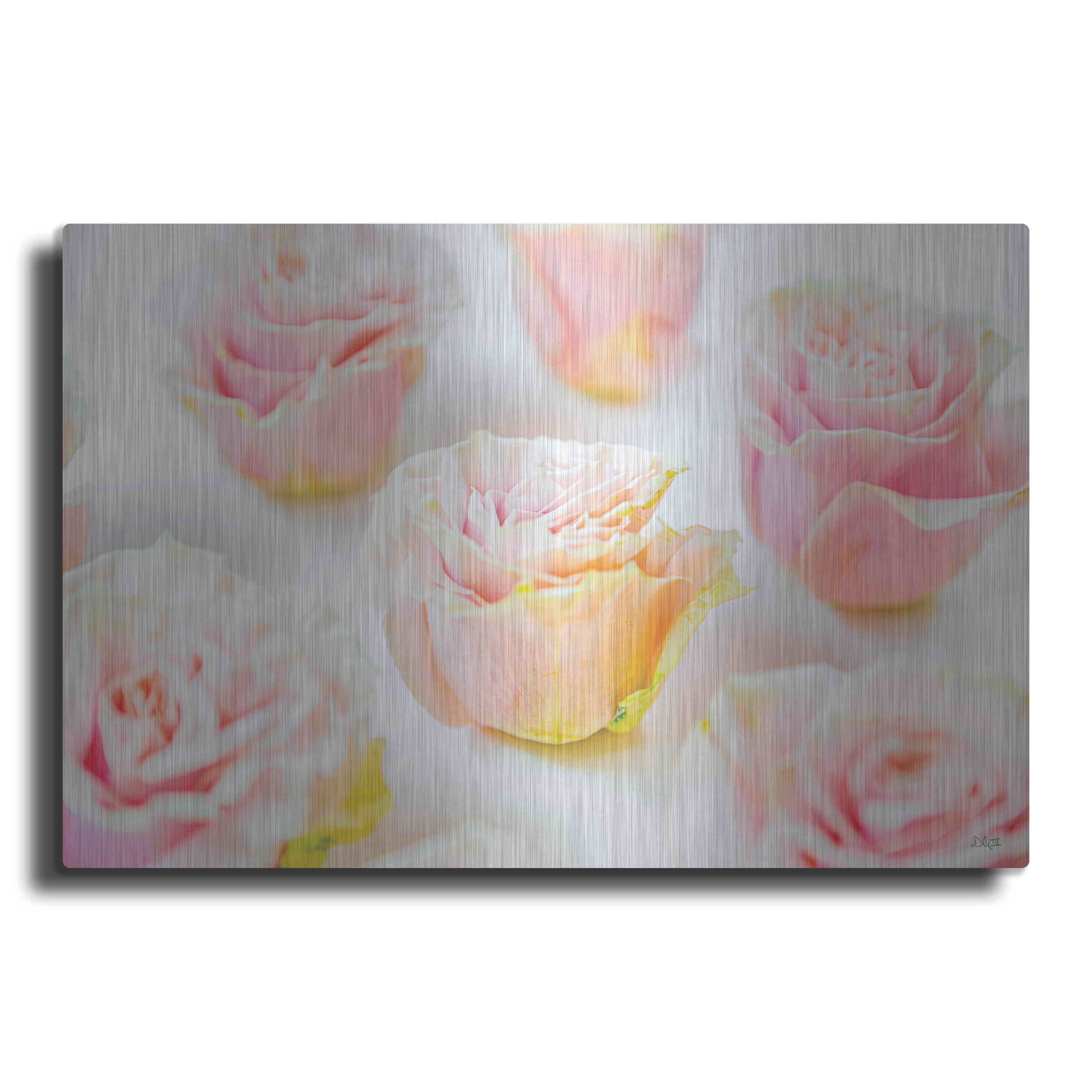Metallic Roses Painting Luxe Metal Art 'Pale Pink Rose Blooms III' by Donnie Quillen, Metal ...