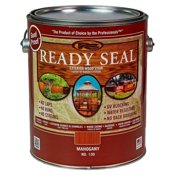 Ready Seal Stain & Sealer for Wood, Outdoor Deck and Fence, 1 Gallon, Multiple Colors Available – Easy to Apply, No Back Brushing Needed, and UV Protection (Mahogany #130)