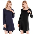 thumbnail image 2 of Camisón de mujer de verano y otoño, holgado, de manga larga, con cuello de encaje, ropa sencilla para el hogar para mujer, 2 of 6