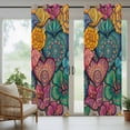 thumbnail image 5 of Outdoor Curtains for Patio Waterproof, Colorful Abstract Floral Outdoor Privacy Panels Grommet, Farmhouse Vintage Flowers Boho Blackout Outside Curtains for Porch/Cabana 54"x95", 1 Panel, 5 of 8