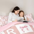 thumbnail image 4 of Erosebridal Girly Personalized Gifts Twin Comforter Sets,Pink Grid Alphabet R Print Bedding Set For Kids,Reversible pink,2 Pieces, 4 of 7