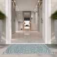 thumbnail image 4 of SAFAVIEH Courtyard Josiah Floral Medallion Indoor/Outdoor Area Rug, 2'7" x 5', Light Grey/Teal, 4 of 12