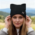 thumbnail image 2 of Fgnfyis Winter Knit Hat with Cat Ear Design Soft Blend Thermal for Cold Weather Outdoor Activities Warm Lined Womens Hats Black, 2 of 4