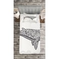 thumbnail image 3 of Ambesonne Fishing Quilted Bedspread Set 2 Pcs, Big Fish Oriental, Twin Size, Pale Grey Charcoal Grey, 3 of 3