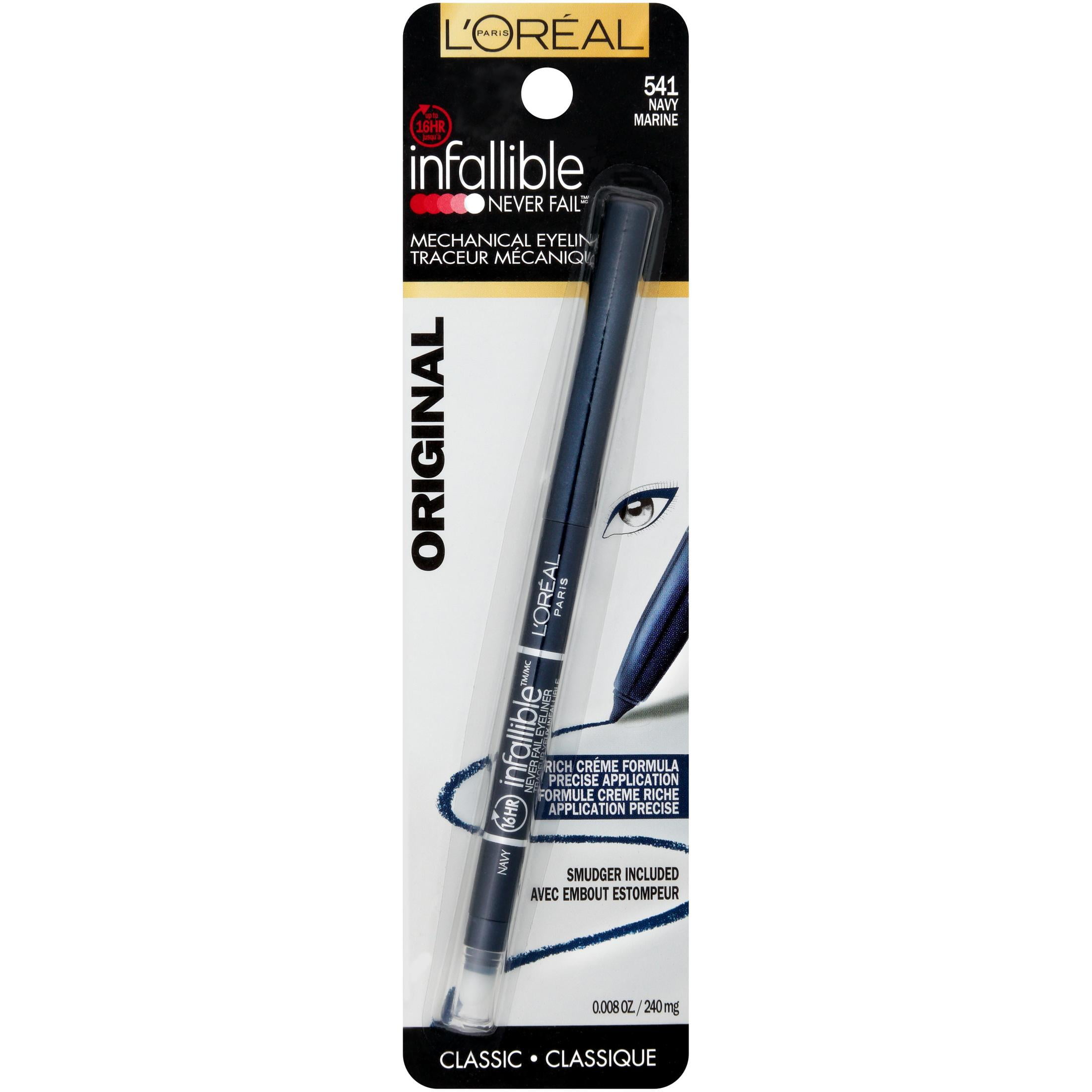 (2 pack) L'Oreal Paris Infallible Never Fail Pencil Eyeliner with Built in Sharpener, Navy