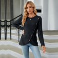 thumbnail image 2 of SWSMCLT Women's Soft Pullover Sweaters Long Sleeve Top Knit Tshirt Button Lightweight Dressy Sweater Asymmetric Fall Fashion Black X-Large, 2 of 5