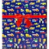 Construction Dump Truck and Vehicles Gift Wrap Wrapping Paper 12feet Folded with Gift Tags