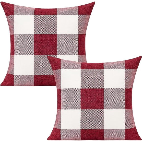Juego de 2 fundas de almohada decorativas VAKADO, 45 x 45 cm, color rojo y blanco