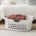 thumbnail image 5 of IRIS USA Laundry Basket 50L Large Plastic Hip Hold Hamper with Built-In Comfort Carry Handles, 3-Pack, 1.5 Bushel Hamper for Storage with Ventilation Holes for Closet Dorm Laundry Room Bedroom, White, 5 of 5