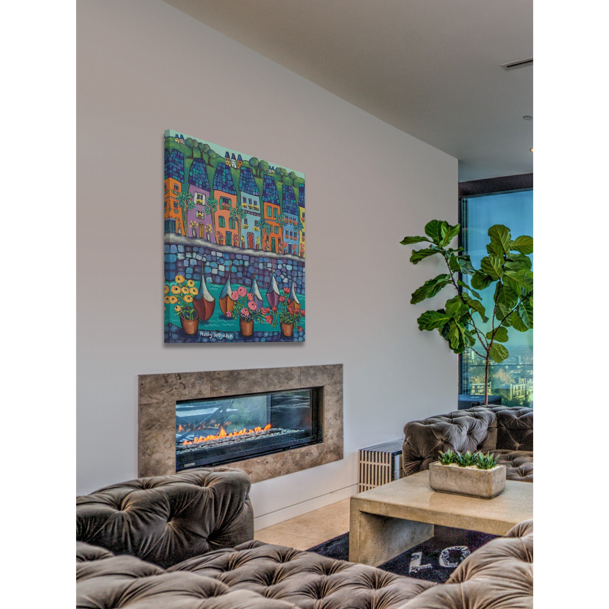 Marmont Hill "Ville Par La Port" by Holly Wojahn Painting Print on Wrapped Canvas