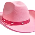 thumbnail image 4 of Western Cowboy Hat for Men Women Felt Wide Brim Cowgirl Hat with Strap, 4 of 6