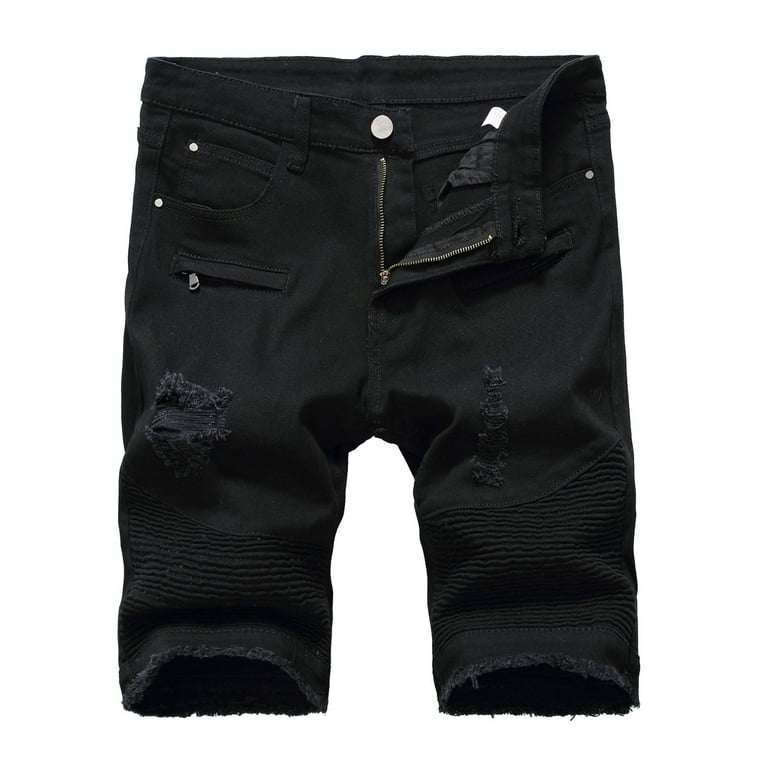 初売りセール RYRJJ Ripped Stretch Summer Shorts Denim Classic Men's Clothing