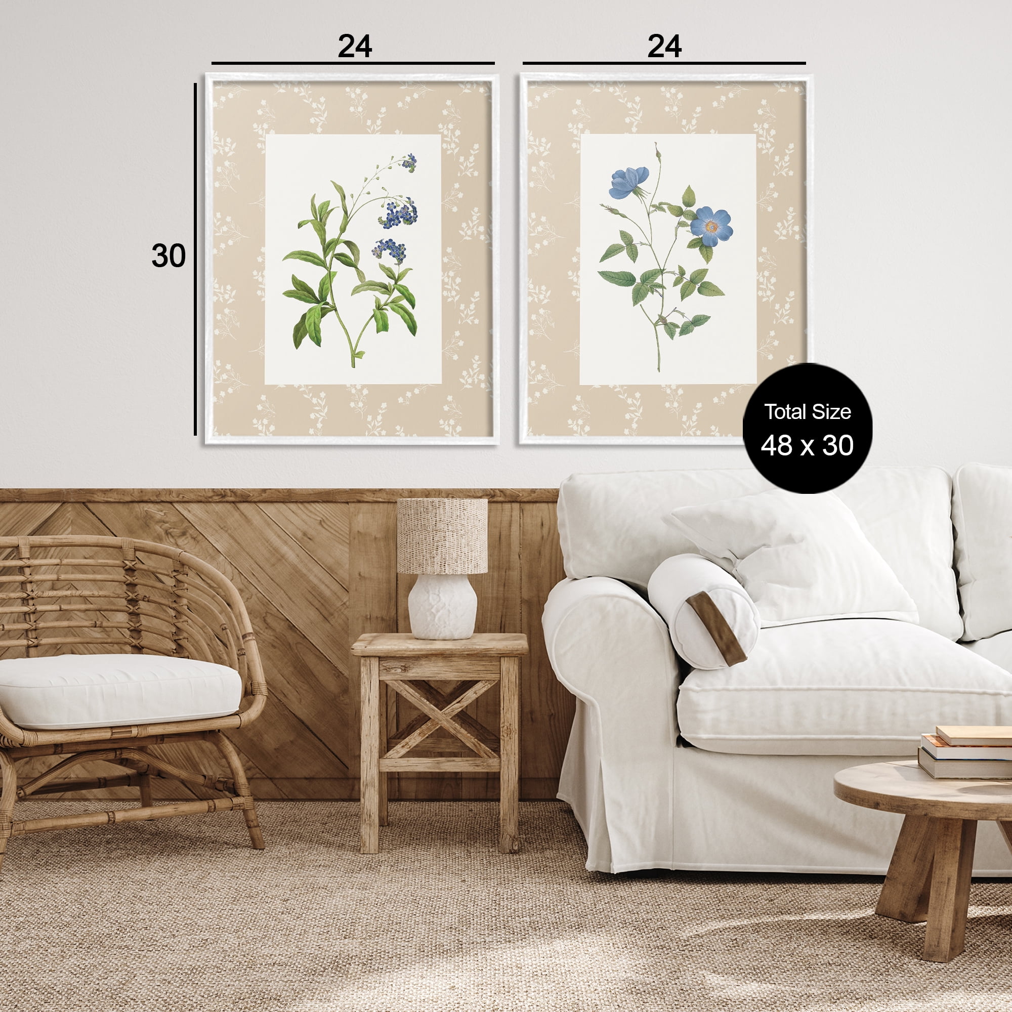 Stupell Industries Herbs on Beige Botanicals 2 Piece White Framed Giclee Art Set, design by Val Rhodes