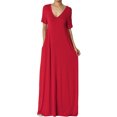 thumbnail image 1 of TheMogan Robe Maxi Surdimensionnée en Jersey Doux pour Femmes, Col en V, Manches Courtes avec Poche, 1 of 6