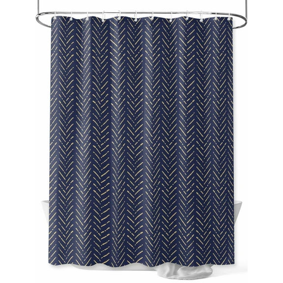 Fsddascl Blue Yellow Geometric Shower Curtain Set - 48" x 72" Washable Bathtub Curtain with 12 Hooks, Modern Abstract Art Striped Waterproof Fabric Stall Shower Curtains for Bathroom/Bathtub Décor