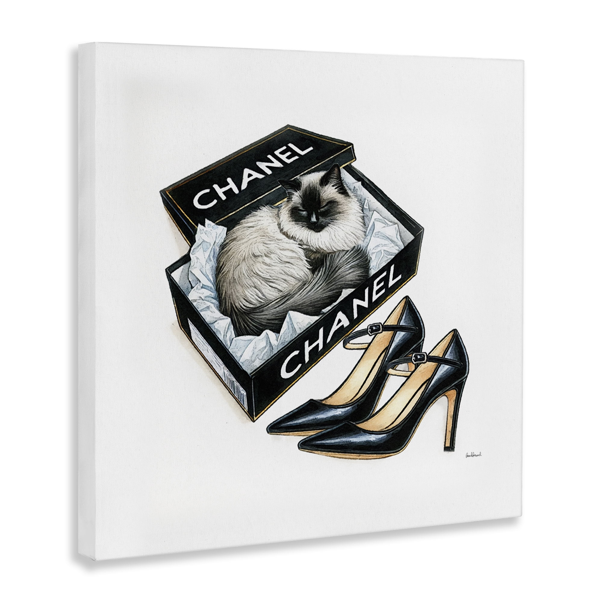 Stupell Industries Cat in Glam Shoebox Animals Painting Wrapped Canvas Art Print Wall Art, 36 x 36