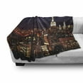 thumbnail image 3 of New York Soft Flannel Fleece Throw Blanket, New York at Night Empire Building at Northeastern Most Crowded Town USA Photo, Cozy Plush for Indoor and Outdoor Use, 70" x 90", Orange Blue, by Ambesonne, 3 of 6