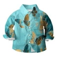 thumbnail image 4 of AUNVITO Boys & Girls Printed Shirt Button Down Collar Long Sleeve Casual Jacket Spring Summer Vintage Style Outerwear, 4 of 5
