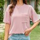 thumbnail image 5 of Fiudx Camisas de Mujer Camiseta Informal de Manga Corta con Cuello Redondo y Pantalón Corto para Mujer, Blusa con Bolsillo, 5 of 7