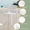 thumbnail image 5 of WestinTrends Playa 3-Piece Round Metal Bistro Dining Table Set And Stackable Resin Patio Dining Arm Chairs, White, 5 of 14