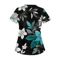 thumbnail image 5 of Black Scrubs Women,Floral Printed Scrub Tops - Cheerful Floral Patterns Short Sleeve Medical Blouse - Blue - L, 5 of 5