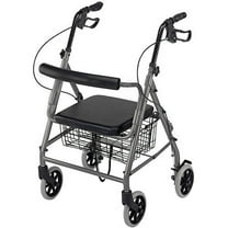 DMI® Adjustable Aluminum Hemi Rollator With Seat, 31 1/2" - 4 1/2" x 24", Titanium