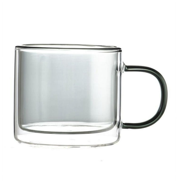 Pretty Comy Transparent Cylindrical Double Glass Coffee Cup 250ml，Clear  Coffee Tea Glass Mugs 