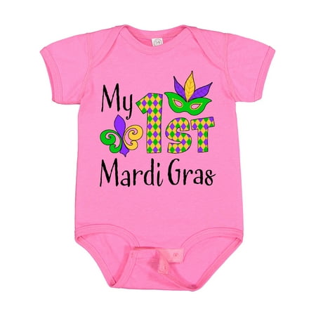 

Inktastic My 1st Mardi Gras with Mask Gift Baby Boy or Baby Girl Bodysuit