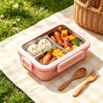 thumbnail image 5 of Stainless Steel Bento Box, 3 Compartment Lunch Box, 720Ml Leak Proof Lunch Container, Portable Meal Prep Box, Reusable Snack Container, with Plastic Tableware, 5 of 6