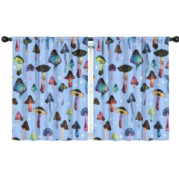 Blackout Kids Curtains,Colorful Mushroom Pattern Light Blue Pattern Childrens Insulated Curtains Set Of 2,Bedroom Essentials,Toddler Room Decor 42"x54"