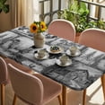 thumbnail image 3 of Black White Animals Table Cloths for 3 Foot Rectangle Tables, Cow Rooster Trees Vintage Art Patio Waterproof Elastic Fitted Tablecloths, Washable Rectangular Table Cover for Camping, 3 of 8