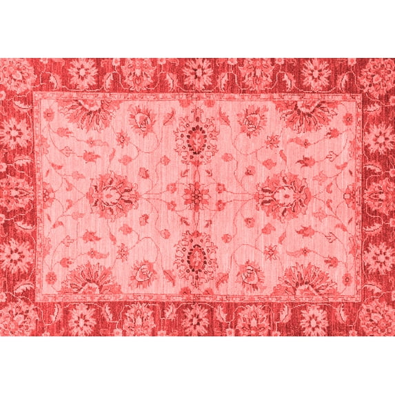 Ahgly Company Machine Washable Indoor Rectangle Abstract Red Modern Area Rugs, 5' x 7'