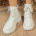 thumbnail image 5 of XUNKUSGA Women's Boots Fashion Classic 7-Hole Lace Up Chunky Flat Heel Boots for Women Winter Fall Shoes Daily Short Boots with Inner Zipper and Buckle 5.5-9 White, 5 of 8