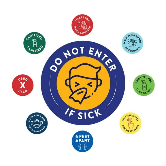 Koyal Wholesale Do Not Enter If Sick Do Not Enter If Sick Business Signs, 50 Labels Vinyl Sticker Decals