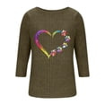 thumbnail image 3 of Maplenight Women's Heart Printed T Shirts Ribbed Knit 3/4 Length Sleeve Shirts Casual Crewneck Graphic Tee Tops Fall Fashion Outfits, 3 of 5
