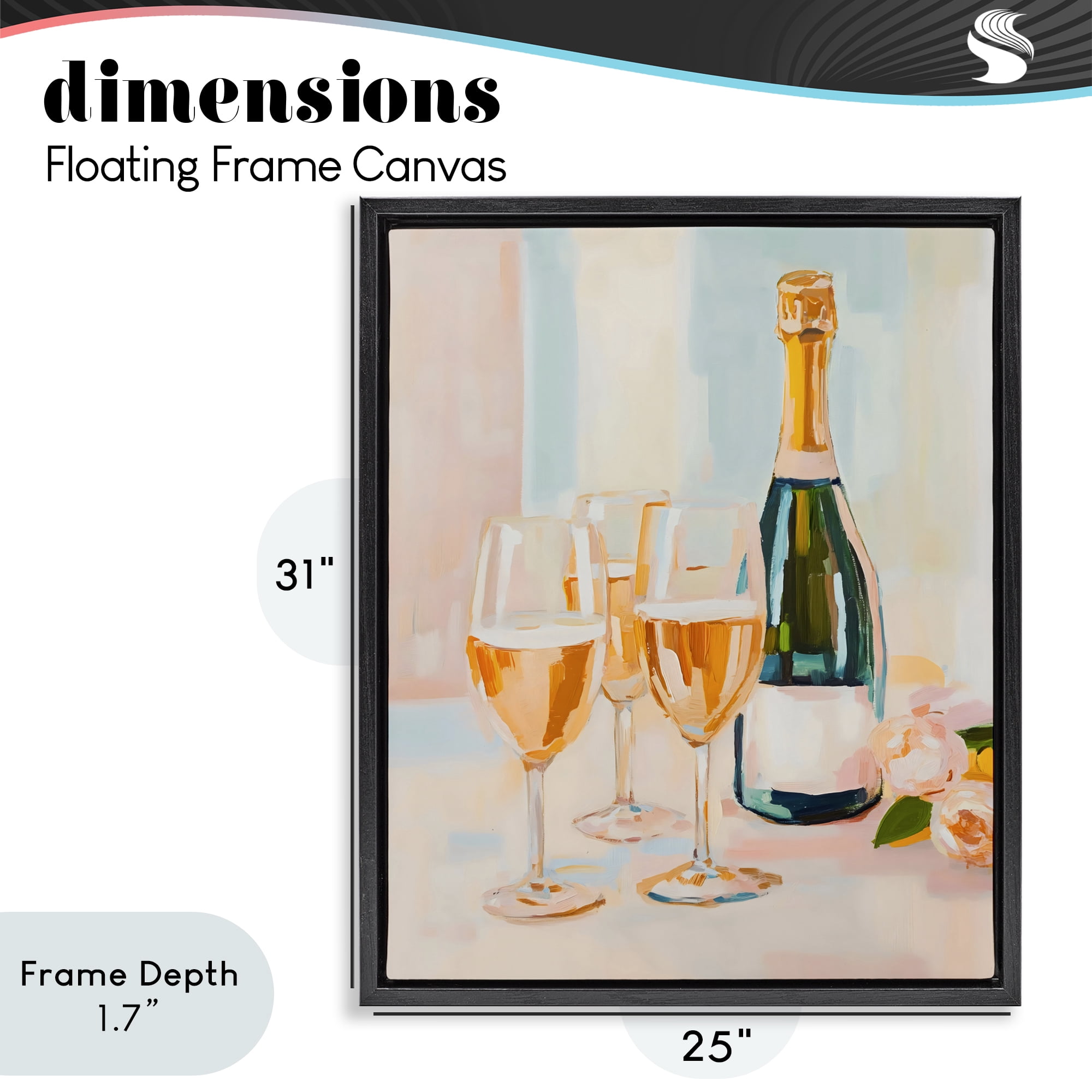 Stupell Industries Champagne Triple Toast Black Framed Floater Canvas Wall Art, design by The Prints Vibe