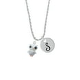 thumbnail image 2 of Delight Jewelry Resin White Snow Owl Silvertone Script Initial Disc - S - Charm Necklace, 20"+3", 2 of 4